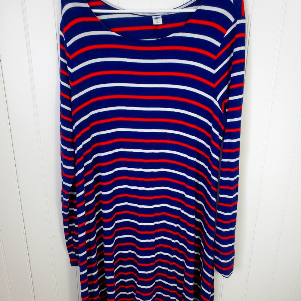 Old Navy Red White & Blue Striped Long Sleeve T-Shirt Dress